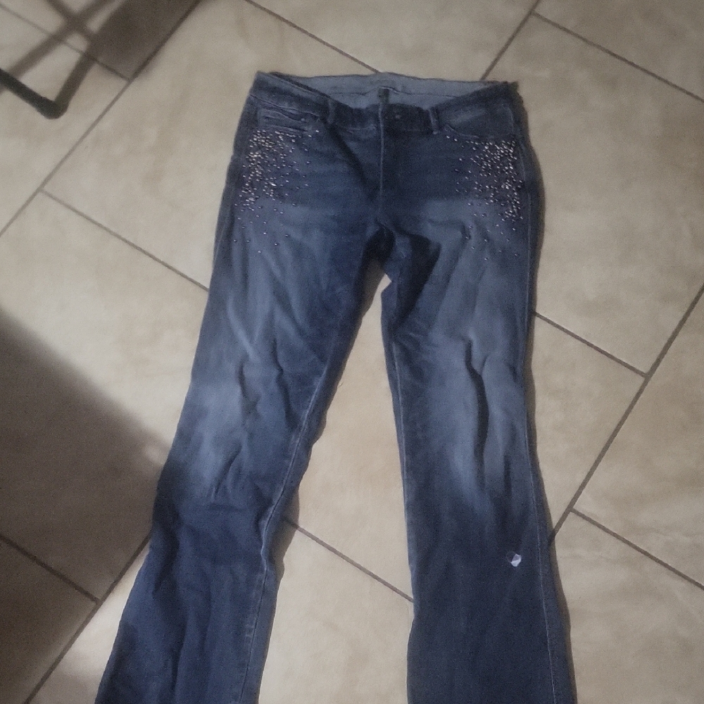 Women's Blue Jeans with Embellishments